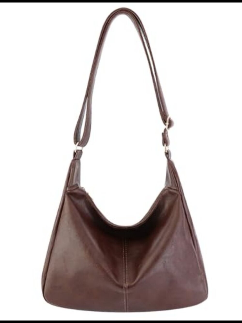 Slouchy PU Leather Hobo Shoulder Bag Crossbody Purse Foldable